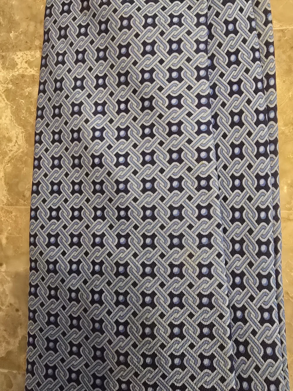 Hermes Blue Patterned Silk Tie